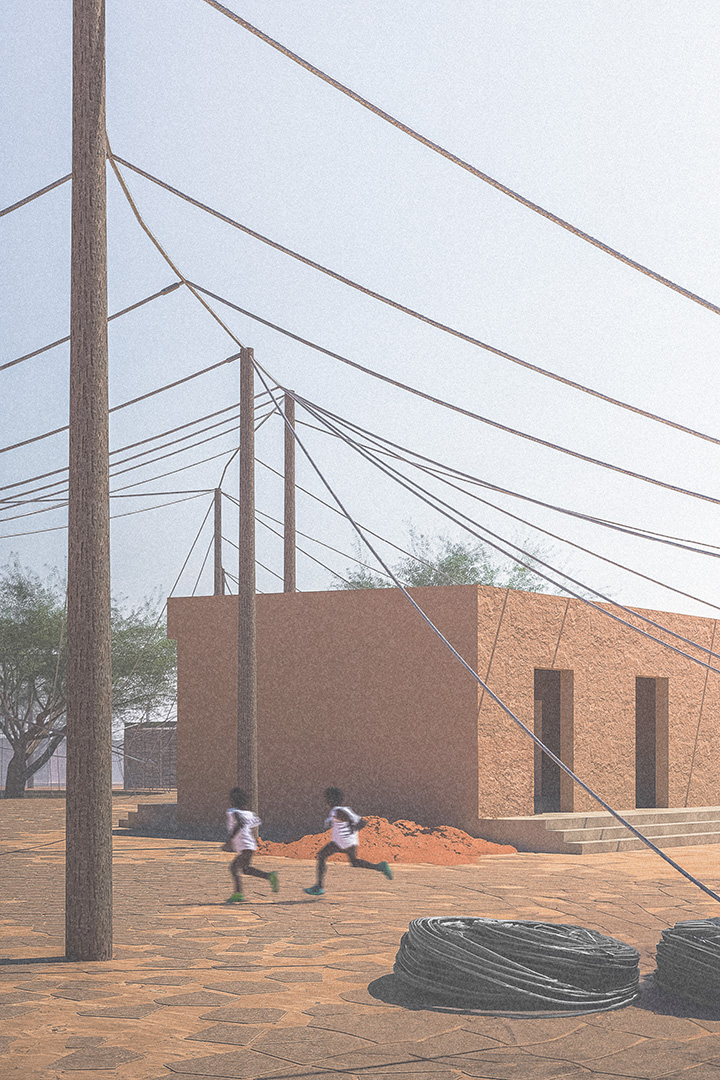 Vue de la construction du Collège de Nénet, Région de Podor, Sénégal