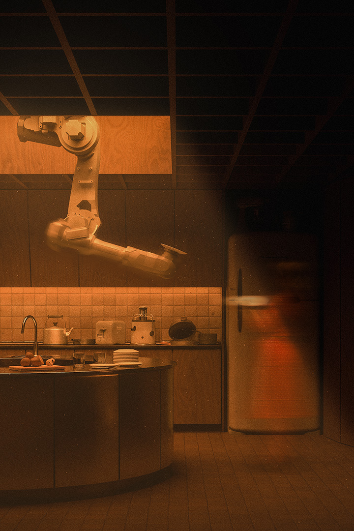 Vue intérieure de la cuisine de la House of Anthology - L'ombre d'elle-même